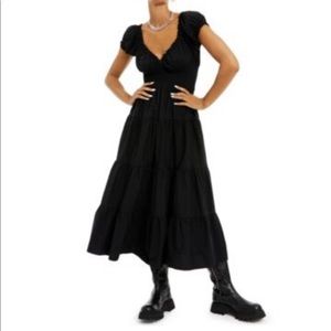 Danielle Bernstein Solid Poplin Midi Dress, Black